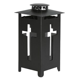 Grablaterne Metall mit Kreuz 14x14x25cm schwarz