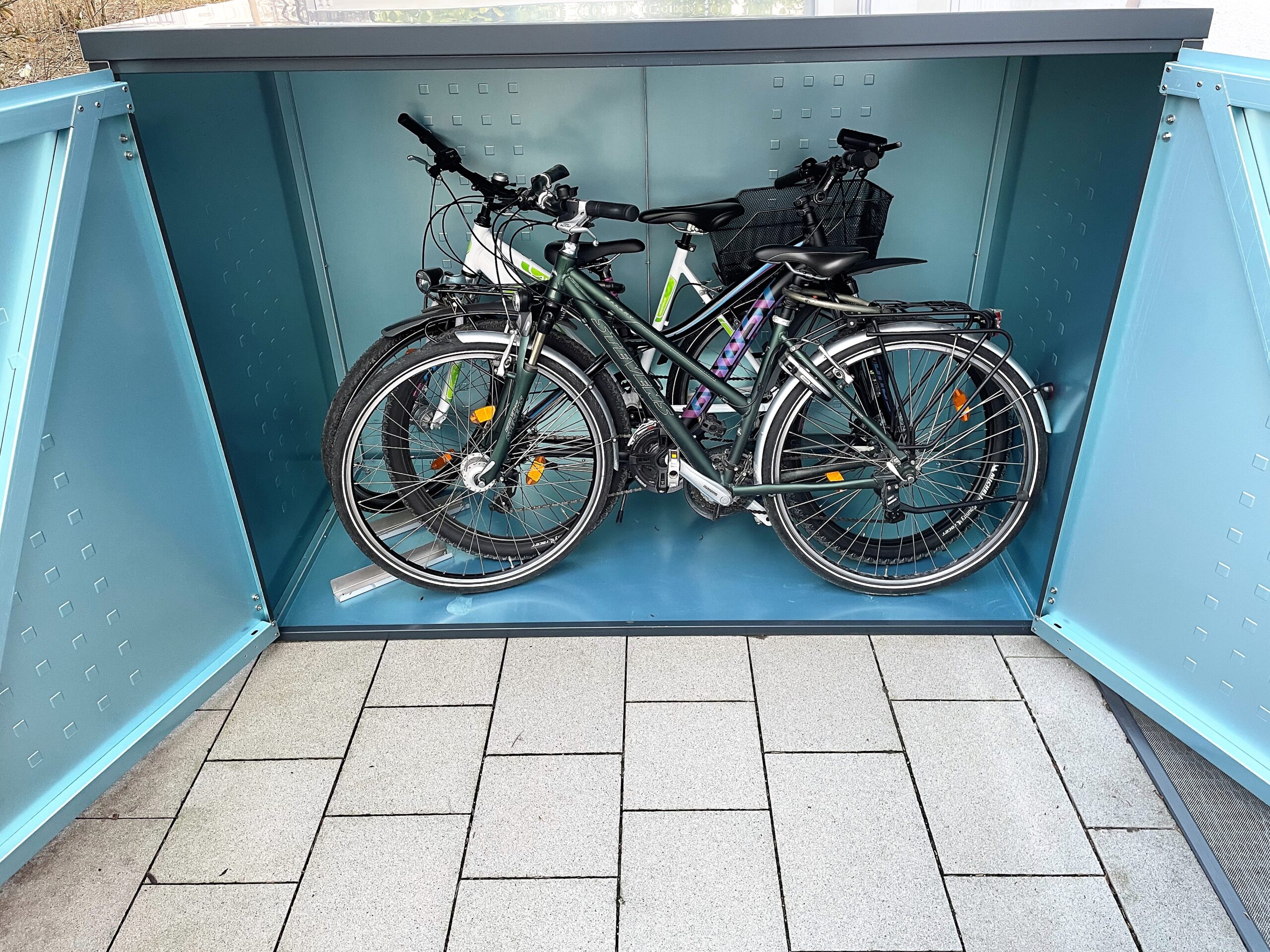 Gartenbox- Fahrradgarage FD mit Pultdach aus Aluminium RAL-7016 Anthrazit – Bild 5