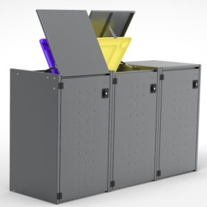 Müllbox Typ Boxxi Stahl verzinkt Anthrazit RAL-7016 mit Kipp-Deckel für 3x 240L