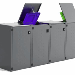 Müllbox Typ Boxxi Stahl verzinkt Anthrazit RAL-7016 mit Kipp-Deckel für 4x240L